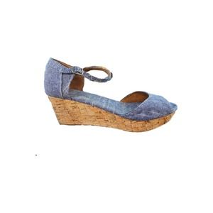 Toms Blue Cotton Wedges Size 9